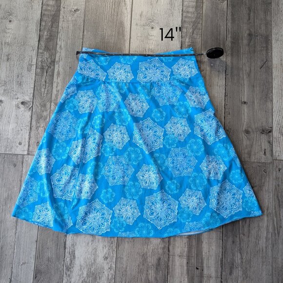 Tranquility Colorado Cloth, Aqua Blues Mandala Print, Stretch A Line Skirt, Sz S - Picture 7 of 7
